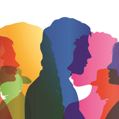 bunte Silhouetten von Menschenköpfen