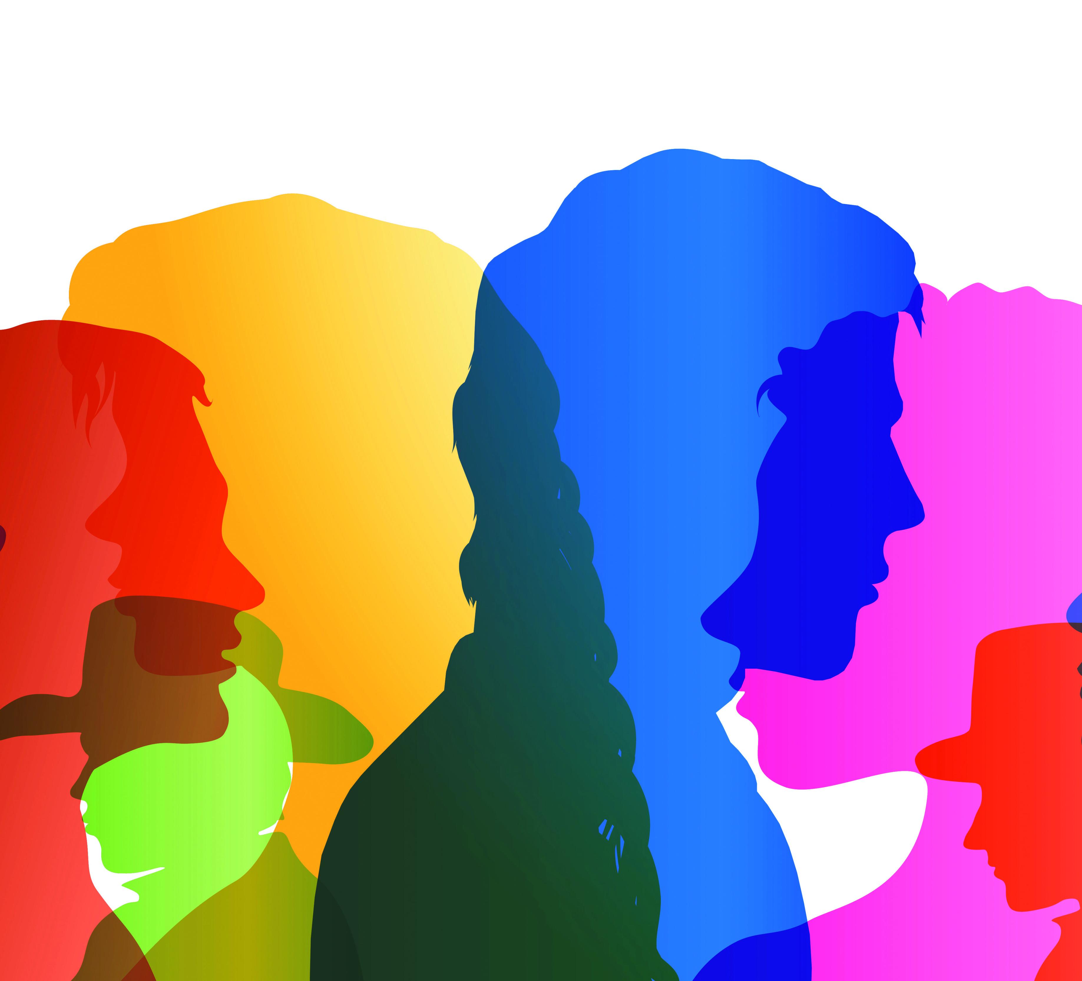 bunte Silhouetten von Personenköpfen